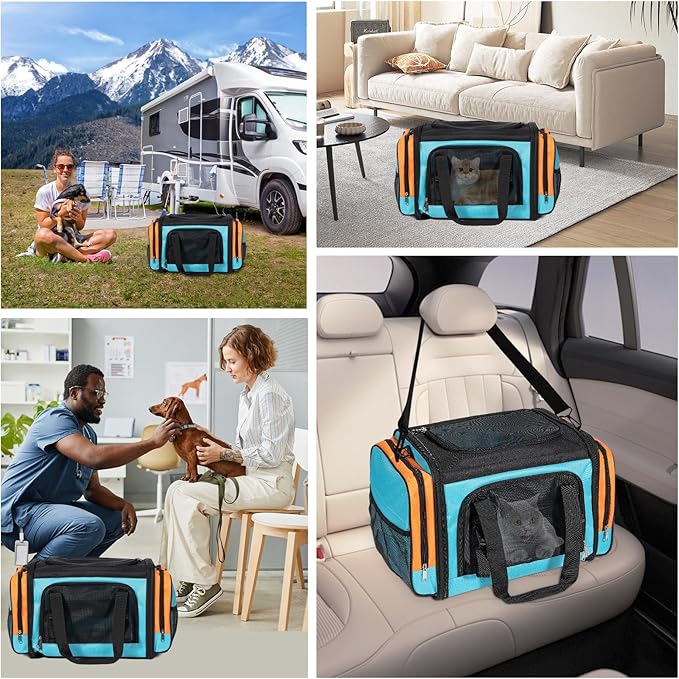 Discala Large Cat Carrier for 2 Cats, Pet Carrier, Dog Carrier for Small Dogs, Cat Carrier Soft, Collapsible Large Pet Carrier for Traveling Indoor and Outdoor Uses - Blue 23"x13"x13"
