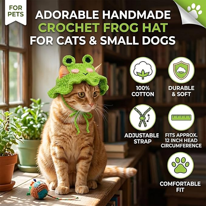 Cat Hat for Cats, Pet Cute Halloween Christmas Party Costume Accessories Headwear Comfortable for Puppy Cat Kitten Pet Puppies 11-14" (Green)