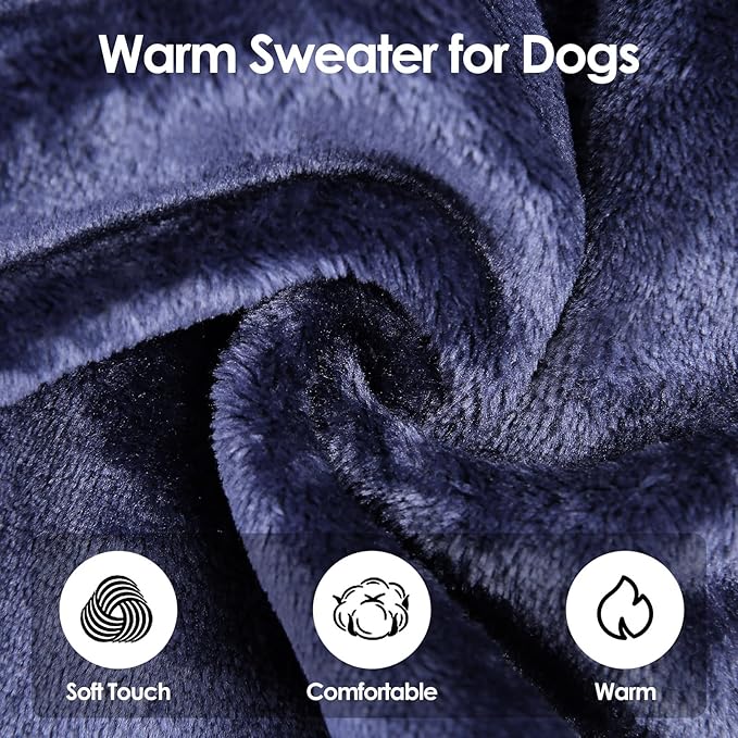 Turtleneck Sweater Coat for Cat, Sphynx Clothes Pajamas for Cats Only, Kitten Fleece Pullover Sweaters with Sleeves, Pet Warm Jumpsuit Sweatshirt for Cold Weather, Navy Blue M