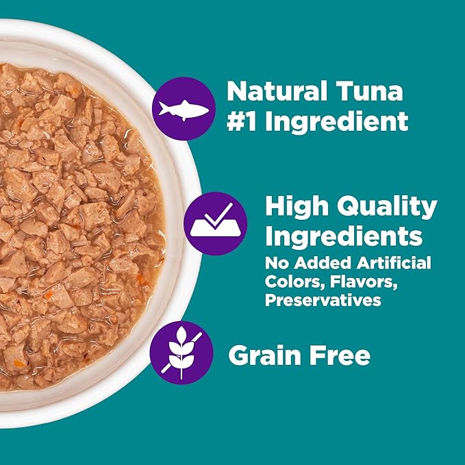 Wellness Complete Health Purrfect Duos Cuts in Gravy Adult Wet Cat Food, Natural, Protein Rich, Grain Free, Tuna and Cod Dinner Recipe, 2.64 oz, Pack of 12 Split Cups