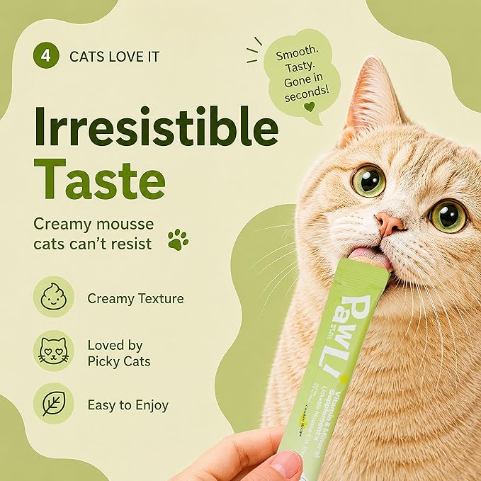 PAWLI Multivitamin Lickable Cat Treats, Squeeze Cat Treats for Daily Nutrition Support, All-in-One Cat Treats with Vitamins & Minerals, Grain-Free, 7 Count (3.5 oz Total)