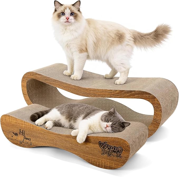 Cat Scratcher, 2 In 1 Cat Scratch Board for Scraching & Napping, Cat Scratchers for Indoor Cats Scratching Pad Couch Lounger Cardboard as Cat Bed & Furniture Protector from Cat Claws, Large 27.44 Inch