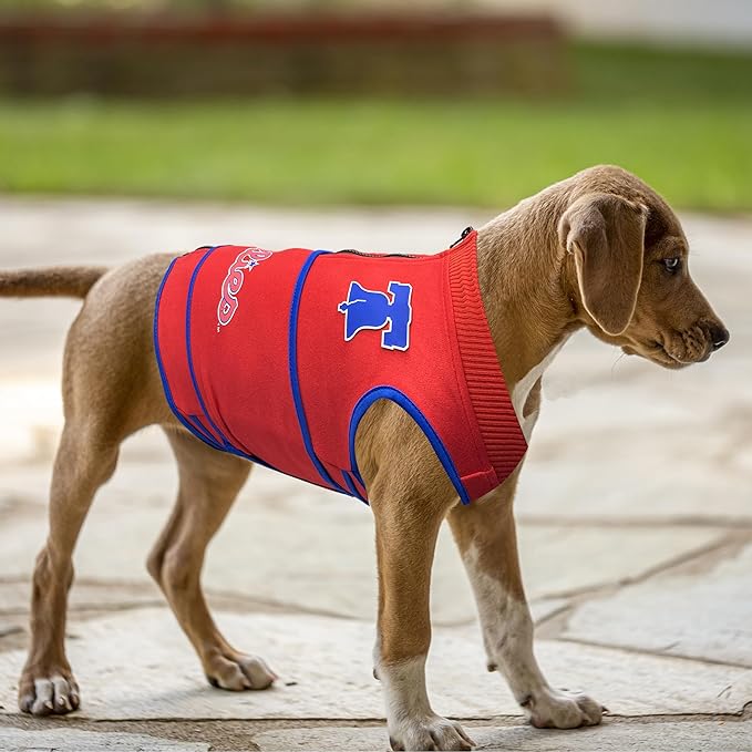 MLB Philadelphia Phillies Dog Anxiety Shirt Calming Soothing Vest for Dogs Cats with Anxiety, Fears, Fireworks, Loud Noises, Dark, Lonely Keeps Dogs Calm Feeling Safe, Relaxing Jacket, Small