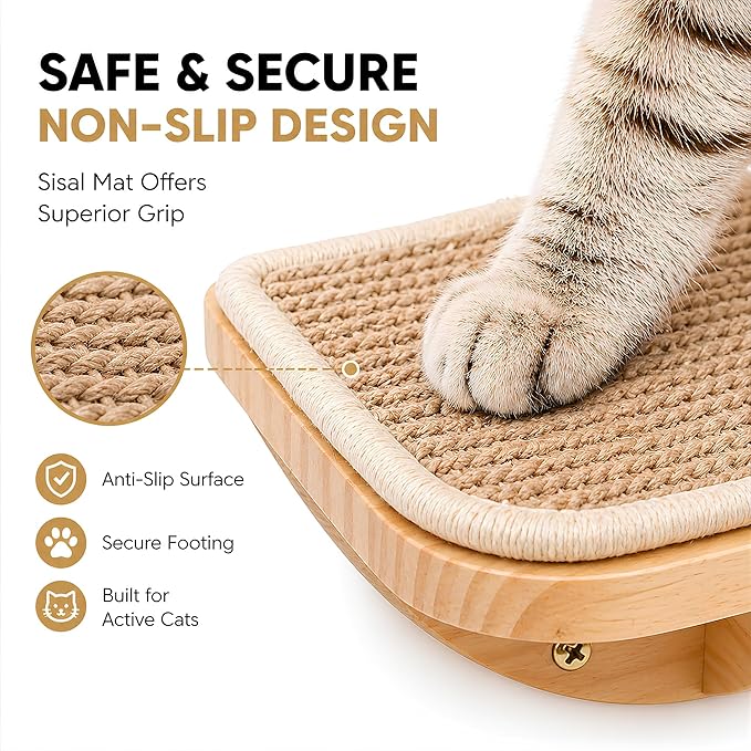 Wall Mounted Cat Steps 2 Pack – Square Wood Cats Shelves with Felt Cushions for Climbing, Jumping & Resting