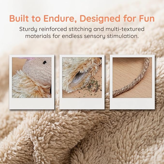 Ipetboom Refillable Catnip Toys for Cats - 3 Pack Interactive Cat Chew Toys for Indoor with Natural Long Fur and Jute Tail, Durable Plush Mouse Pet Fun Tool for Hunting and Boredom Relief