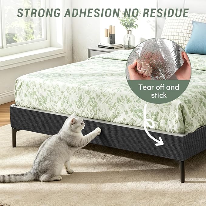 Couch Wall Corner Protector for Indoor Cats, Anti Scratch Furniture Protector from Cats Scratching, Trimmable Climbing Cat Scratcher Pad Mat for Cat Board/Door/Carpet(Black, 78.7x15.8In)