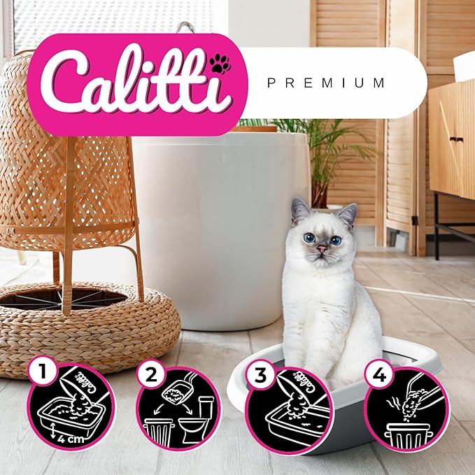 Calitti Premium Crystal Cat Litter – Ultra Absorbent & Maximum Odor Control – 99.9% Dust-Free, Low Tracking, Non-Clumping Silica Gel – Unscented – 16 lb (2 x 8 lb Packs)