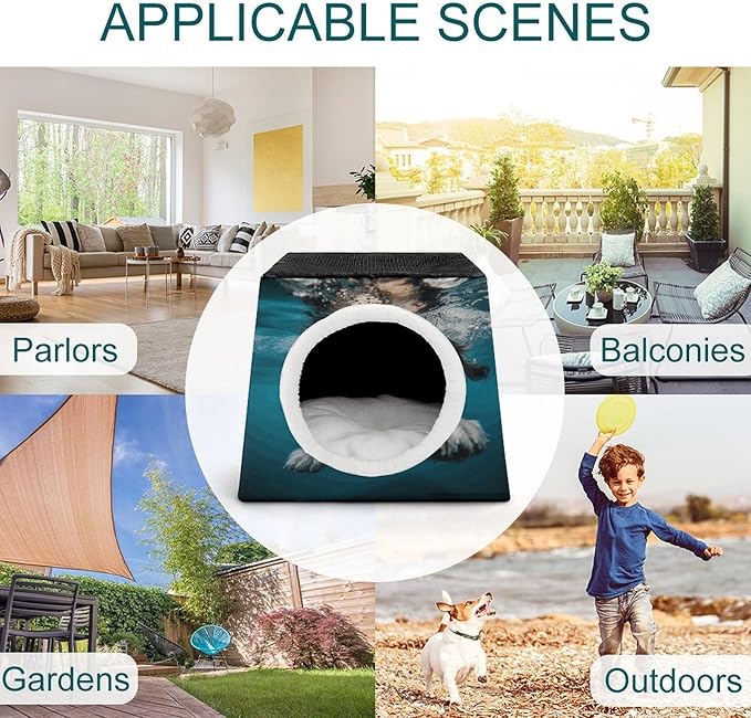 Cat Cave Cat Beds for Indoor Cats Underwater Dog Foldable Cat Hideaway with Washable Cushion and Non-Slip Base