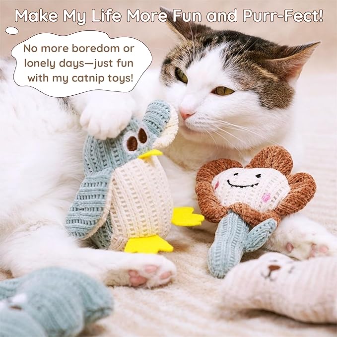 Cat Toy Kicker Pillows, Plush Catnip Cat Toy Interactive Kitty Toy for Kitten Felines Chew Enrichment, Soft Penguin-Shaped 5.91” Size for Bored Indoor Adult Cat Cuddle Teething Scratch Play