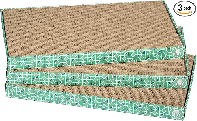 Kitty City XL Wide Corrugate Cat Scratchers 3 Pieces, Cat Scratching, Cat Scratch Pad, Door Clips, Furniture Protectors from Cat Scratching