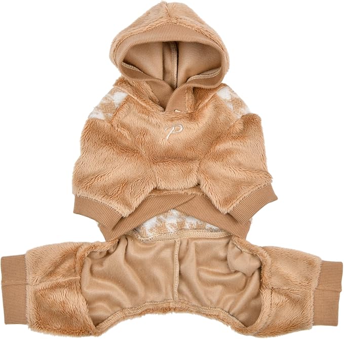 Puppia Cagnie Winter Jumpsuit Warm Cozy Fashionable for Small Dogs, Beige, X-Large