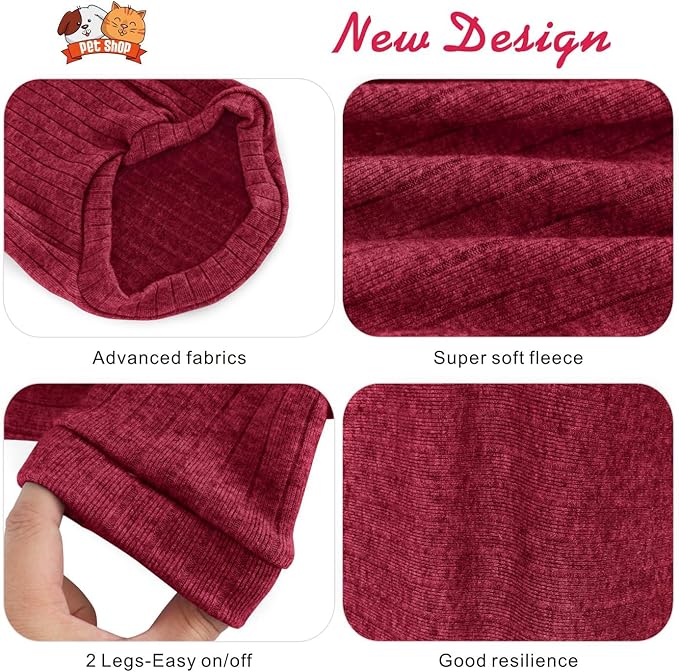 Idepet Sphynx Hairless Cats Sweater Shirt Kitten Soft Puppy Clothes Pullover Cute Cat Pajamas Jumpsuit Cotton Apparel Pet Winter Turtleneck for Cats and Teacup Chihuahua Small Dogs(Red,XS)