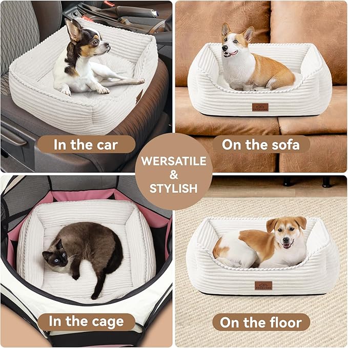 Zerbuger Orthopedic Dog Bed for Medium Dogs,Dog Sofa Beds Supportive Foam Pet Couch Bed with Removable Washable Mat and Nonskid Bottom (Medium, Cream)