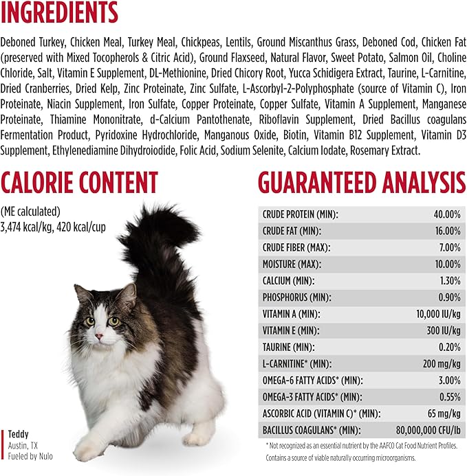 Nulo Freestyle Cat Food, For Hairball Management, Premium Grain-Free Dry Small Bite Kibble, All Natural Animal Protein Recipe with BC30 Probiotic for Digestive Health Support, 14 Pound (Pack of 1)