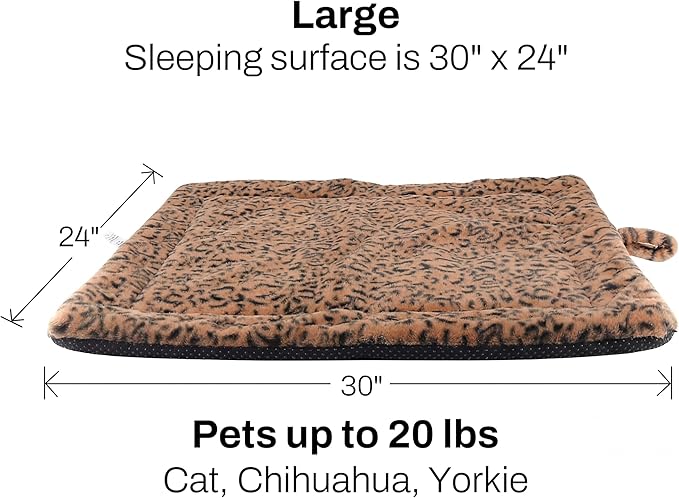 Self Warming Cat Pad for Cats and Dogs, Non Electric Thermal Pet Mat, Washable Soft Sleeping Mat with Non Slip Backing, Indoor & Sheltered Outdoor Use, 30 x 24 in, Brown/Black