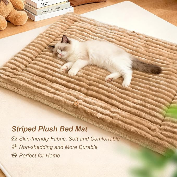 Jiupety Cat Bed for Indoor Self Warming Cat Bed Mat Ultra-Soft Cat Beds Machine Washable Pet Bed,Multifunction Folding Pet Blanket for Small Dogs and Cats Brown,26X19In