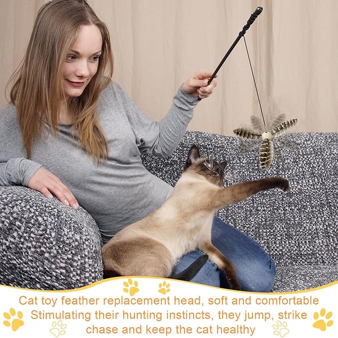 8 Pcs Cat Feather Propeller Refills Propeller Interactive Cat Toy Refills Kittens Toy Feather Replacement Wand Teasers Attachments for Kittens Wand (Stylish)