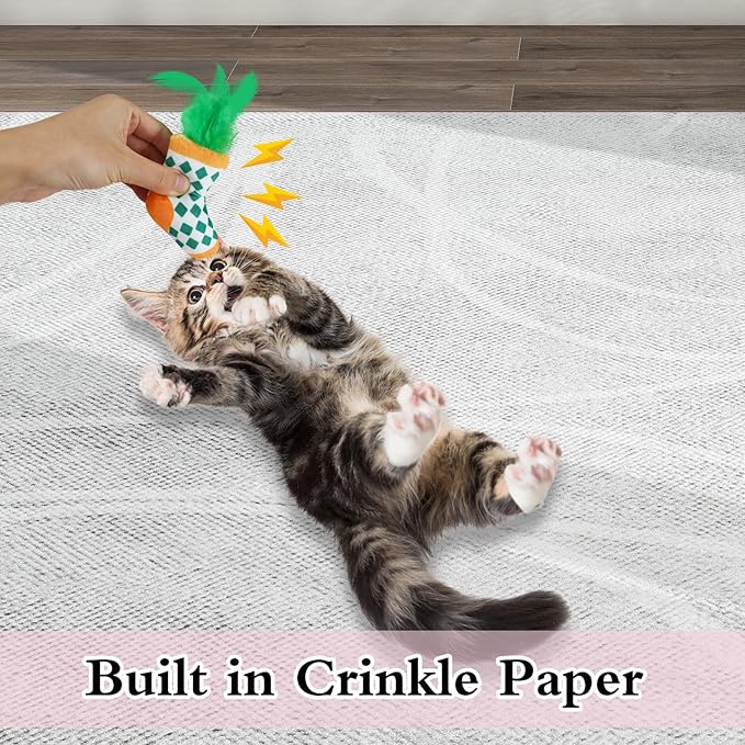 Andiker 3PCS Cat Feather Toys, 4.72 Inches Cats Crinkle Toy with Crinkle Paper Cute Sock Shape Lightweight Interactive Cat Toys for Indoor Cats and Kitten Chewing, Biting, Fetching
