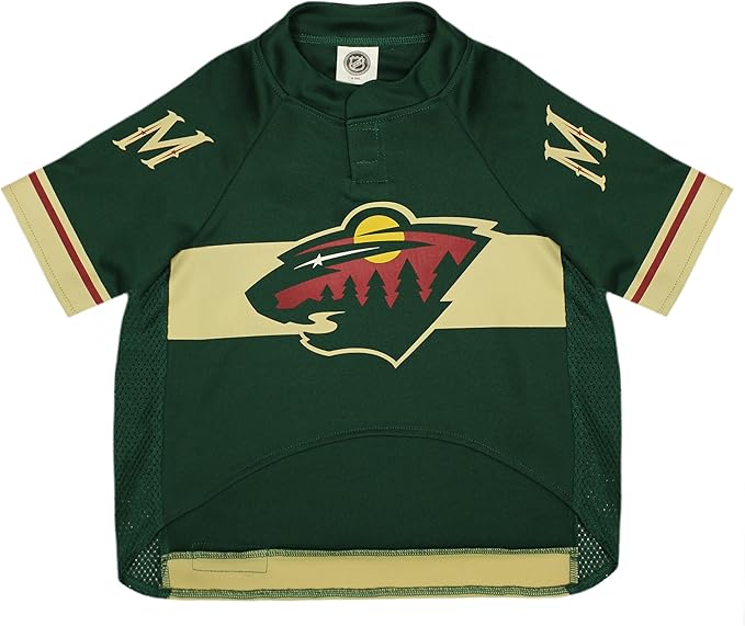 NHL Minnesota Wild Jersey for Dogs & Cats, Medium. - Let Your Pet Be A Real NHL Fan!
