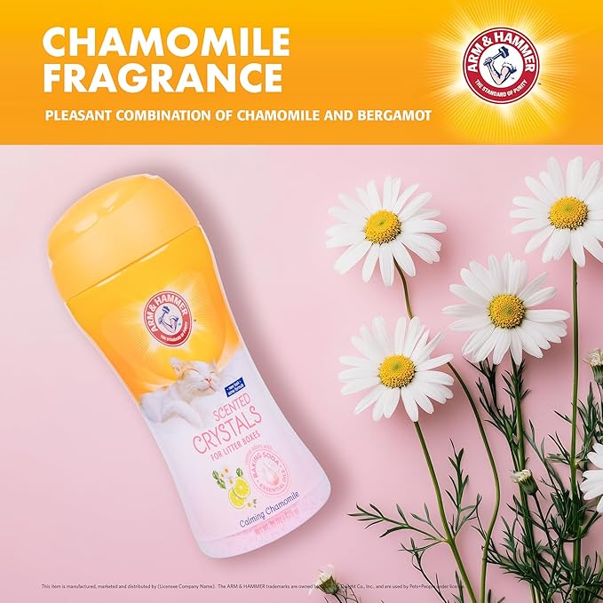 Arm & Hammer Cat Litter Deodorizing Crystals with Baking Soda, Calming Litter Box Odor Eliminator, Dissolving Litter Crystals for Cat Litter Odor Control, Chamomile Scent, 15 Oz