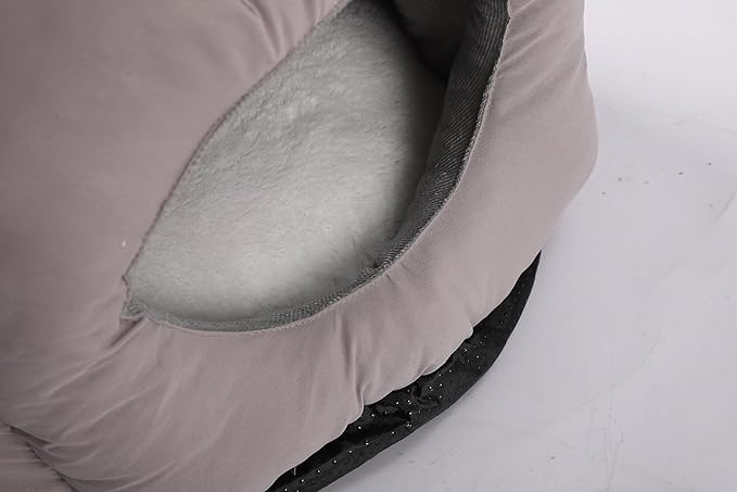 50x50x48cm Large Gray Cat House - Plush Soft Pet Bed Cave for Cats & Kittens, Durable Enclosed Cat Hideaway with Removable Cushion, Indoor Cat Furniture