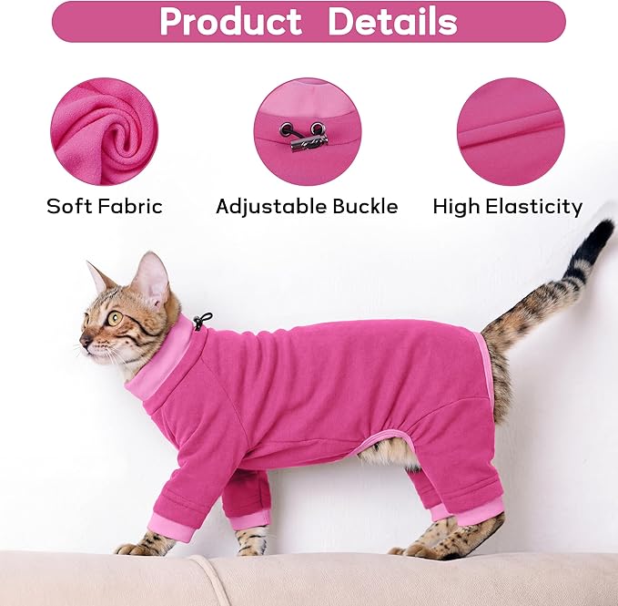 PUMYPOREITY Cat Anti-Licking Sweater – Reduce Over-Grooming & Fur Shedding, Daily Wear Shirt for Calm Cats, Soft & Breathable Skin Protection,Pink,XS