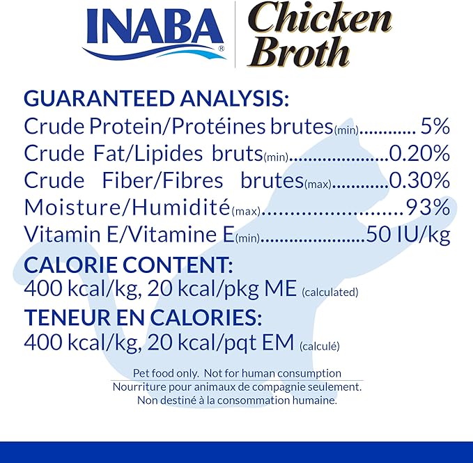 INABA Chicken Broth, Side Dish/Topper for Cats with Vitamin E, 1.76 Ounce Pouch, 8 Pouches Total, Chicken and Tuna Recipe