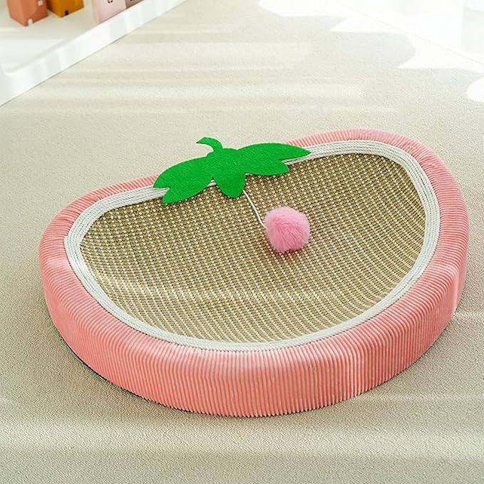 Sisal Cat Scratching Bed - Strawberry Scratch Pad | scratching basin sofa cat bed, Sleeping Mat Nest Pet Accessory | Kitten Small Dog Indoor Resting Mat, Furniture Protector for Couch Carpet Floor Doo
