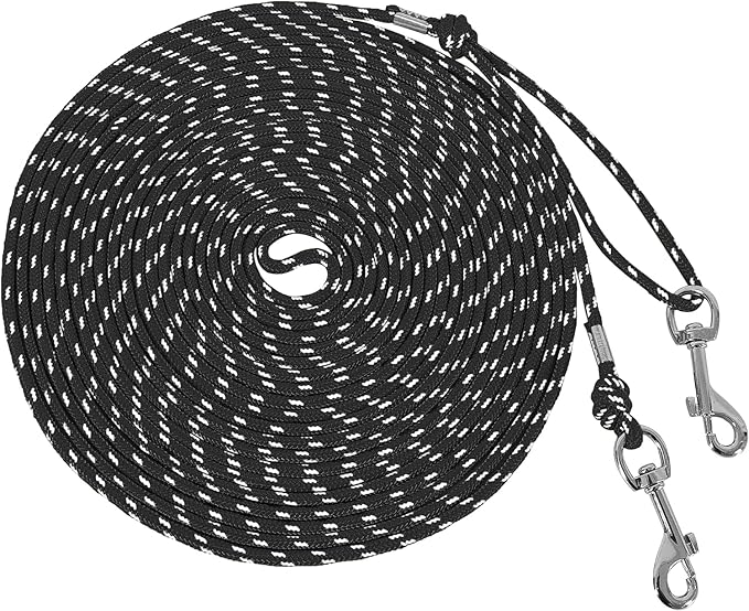 Reflective Cat Leash -15FT Cat Cable Out Escape Proof Walking Yard Long Durable Safe Leash Traning Play Outdoor for Puppies/Kittens/Small Animals(Black)