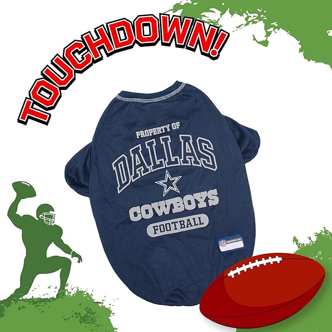 NFL Dallas Cowboys Dog T-Shirt for Pets, Size X-Large. Officially Licensed Pet Shirt with Team Logo, Soft Stretchable Comfort Fit Apparel for Dogs & Cats