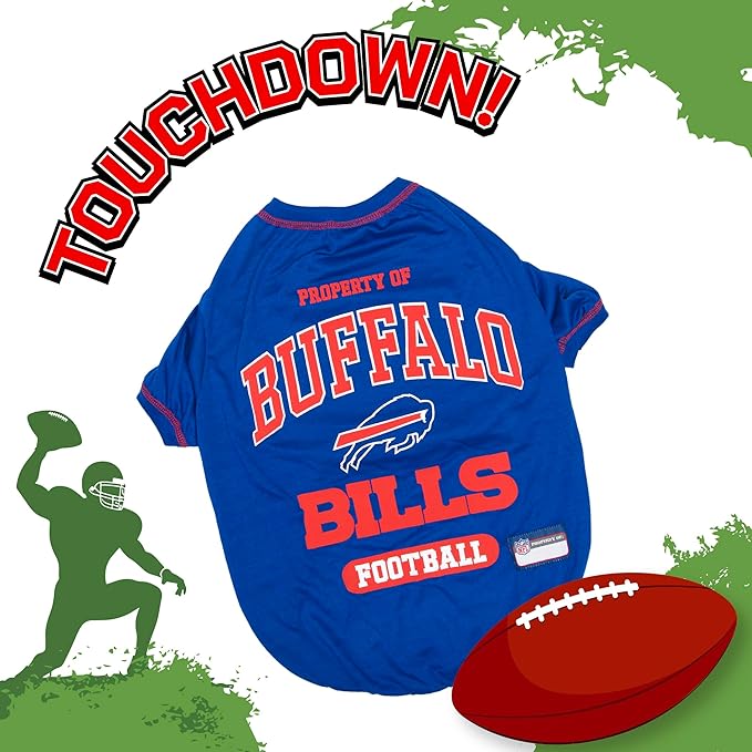 NFL Buffalo Bills Dog T-Shirt for Pets, Size Medium. Officially Licensed Pet Shirt with Team Logo, Soft Stretchable Comfort Fit Apparel for Dogs & Cats