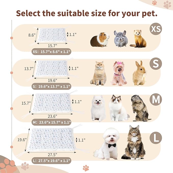 Reversible Silent Cat Bed Self Warming Pet Pad Thin Style Mat Washable Cushion Pad, Pad for Window Perch Outdoor Cat Houses, for Cats, Small Dogs, Rabbits, Non Electric,(Blue Puppy,M)