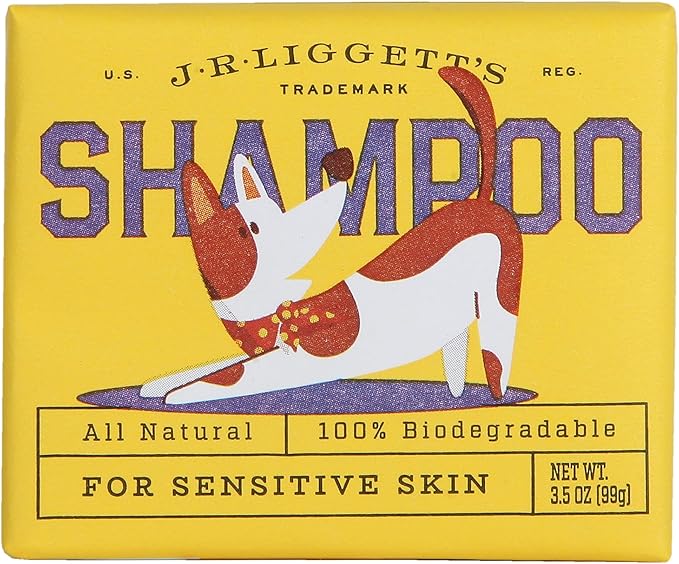 J.R.LIGGETT’S Natural Dog Shampoo Bar for Sensitive Skin - 100% Detergent Free, Non-GMO, Tear-Free Formula Gently Calms Dry, Itchy Skin - Safe for Puppies and for Regular Use - 3.5 oz Bar