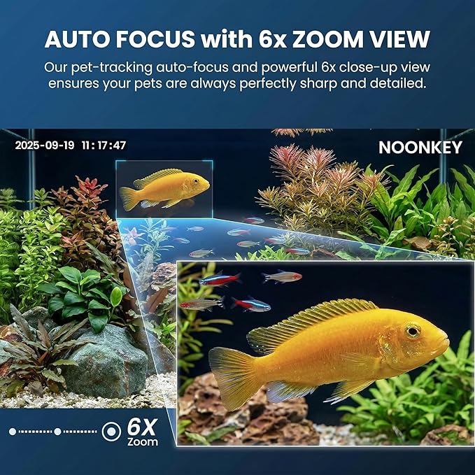 Noonkey Window Security Camera, 2K HD Pet Camera, 5G & 2.4GHz WiFi Indoor Surveillance Camera for Aquarium, Reptile, Bird Feeder Monitoring, Color Night Vision, Motion Detection Alerts, Work w/Alexa