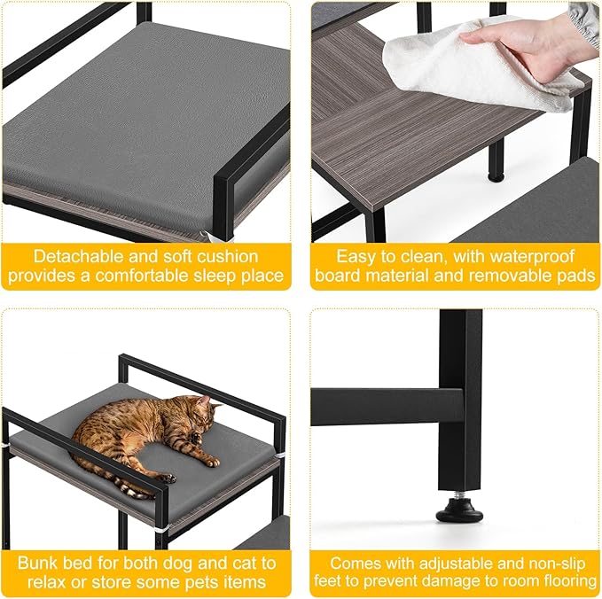 Dog Window Perch Dog Steps for High Beds and Couch, 22''H Non-Slip Stairs for Small Medium Cats, 4 Steps Pet Bunk Bed with Stair, Sturdy Frame