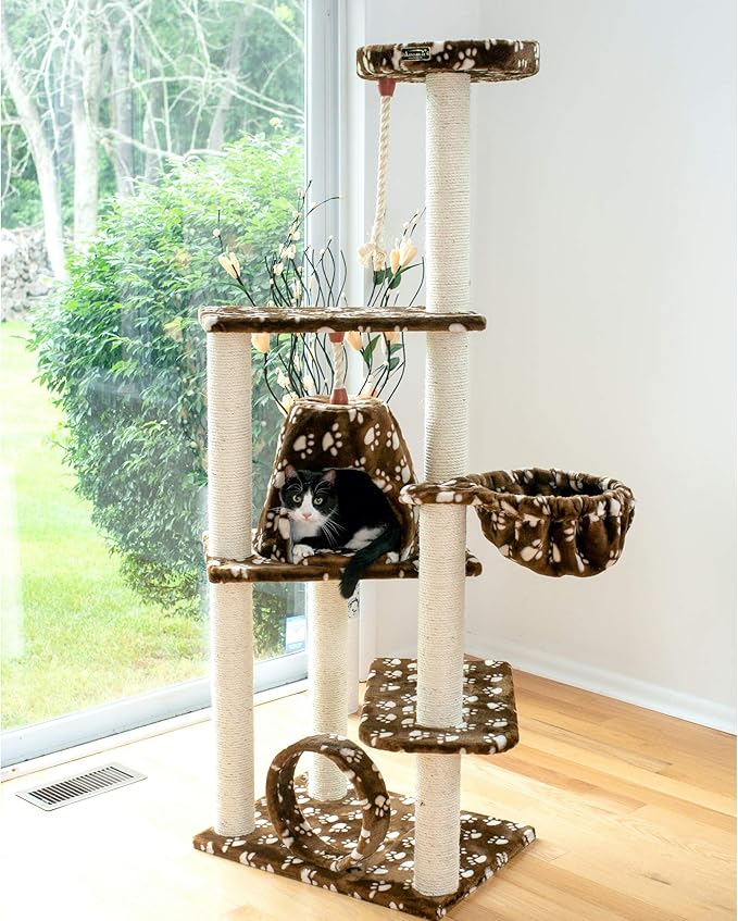 Armarkat Cat Tree Model A6601, Saddle Brwon W/White Paw Print