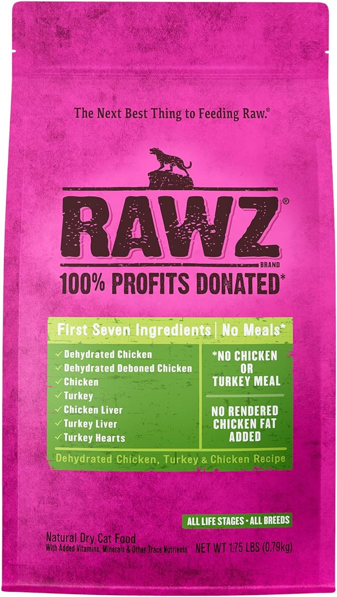 Rawzreg; Meal Free Dry Cat Food Dehydrated Chicken, Turkey Chicken Recipe (1.75 Lb)