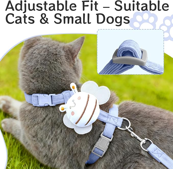 Cat Harness and Leash Set - Comfortable Lightweight Vest Design, Escape Proof Adjustable Kitten Harness for Cats Walking and Safe Travel