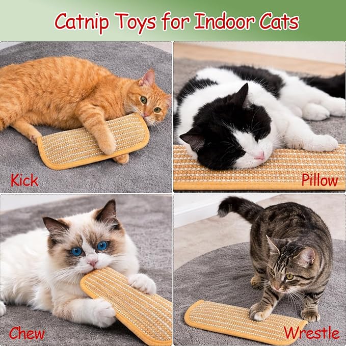 3 Pack 13inch Catnip Cat Kicker Toys Pillow Sisal Cat Toy Sticks for Bunny Kicking Cats Interactive Toys for Indoor Cats Boredom Breaker Cat Nip Toys Cat Chew Toy for Large Cats Kitty Kitten