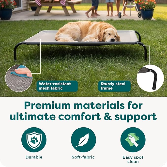 FurHaven Elevated Dog Bed, Cooling Raised Pet Cot with Breathable Mesh, Durable Steel Frame, Indoor/Outdoor Use, Easy Assembly, Jumbo XL, Nylon Mesh with Steel Frame, Graphite Gray