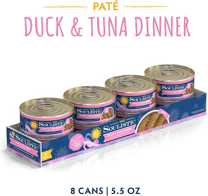 Soulistic Paté, Duck and Tuna Dinner in a Hydrating Purée, 5.5oz Can, Pack of 8