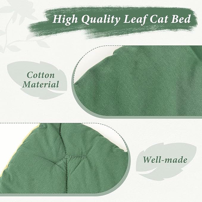 25.2 * 18.5 inch Pet Leaf Shaped Pad, Leaf Shaped Cotton Cats Bed Pad, Breathable Durable Easy to Clean, Cat Beds for Indoor, Cats Mat Bed for Cat and Small Dog Use in Floor,Sofa,Chair,Kennel