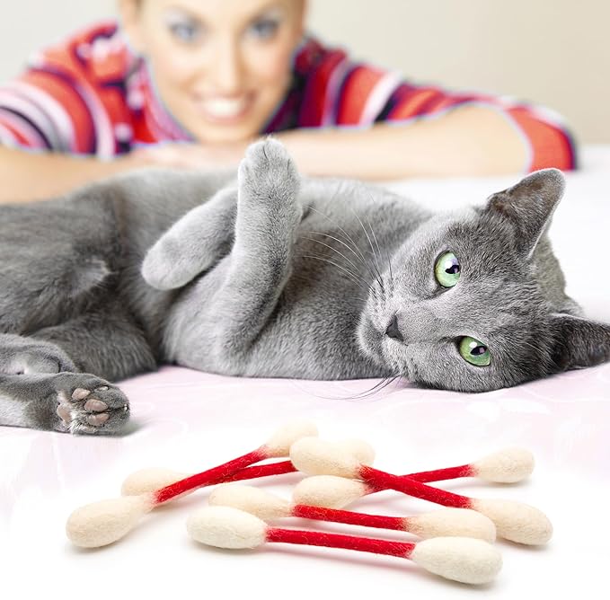 Glaciart One Swabs Cat Toys with Catnip - 6 Pk | Durable for Chew, Cute Cat Toys Interactive Kitty for Boredom, Exercise, & Play | Filled w/Organic Catnip for Anxiety & as Digestive Aid | Gift Idea