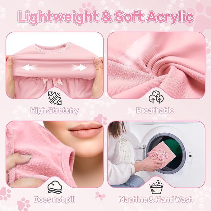 YUDODO Dog Dress Sleeveless Cat Dresses Breathable Dog Clothes for Small Dogs Girl Bowtie Puppy Dress with Cute Skirt Hem Lightweight Summer Dogs Dresses Soft & Does Not Pill Pink S