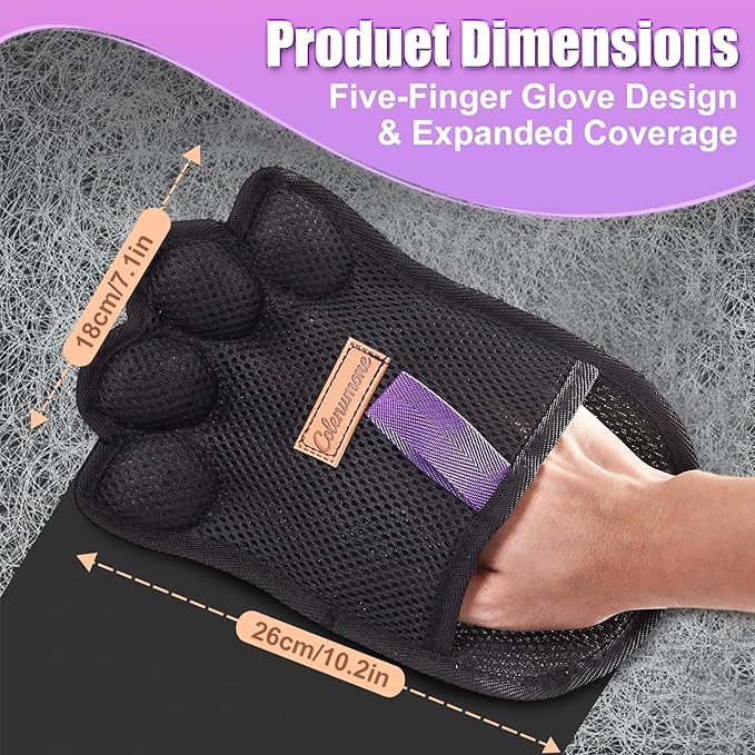 Pet Hair Removal Glove for Dogs & Cats Five-Finger Electrostatic Pet Hair Remover Glove Reusable Brush Pet Hair Tool & Upholstery Cleaning pet Gloves for pet Hair Removal