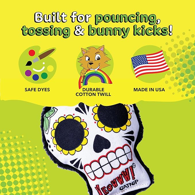 Yeowww! Catnip La CAT-rina Toy for Cats - Día de Los Muertos Design - Made in the USA - Stuffed with Organically Grown Catnip