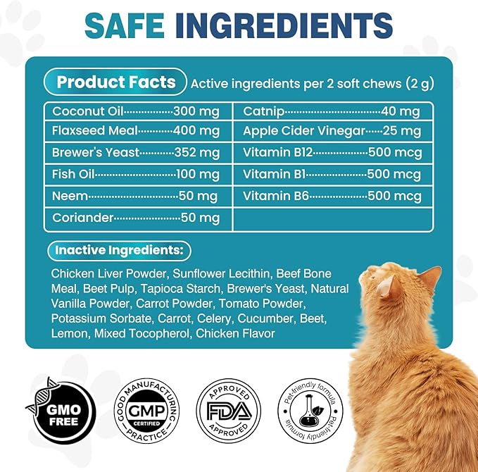 Chewable Flea Treatment for Cats Flea and Tick Prevention for Cats Chewables Fleas Chewables for Cat 300 Chewable