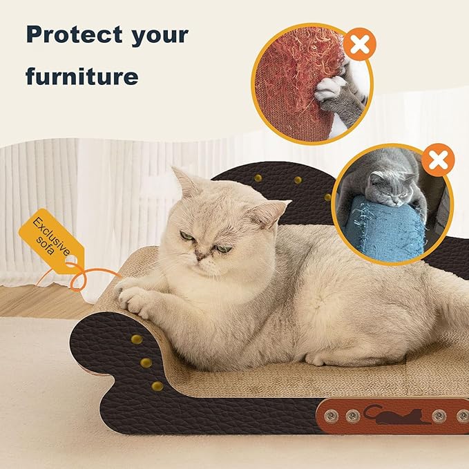Cat Scratcher,Premium Cat Scratching Board Large Cat Scratcher Bed Pet Scratching Board Oversized Scratch Lounge Cat Bed Furniture Protector Cat Couch Scratcher Cardboard Black
