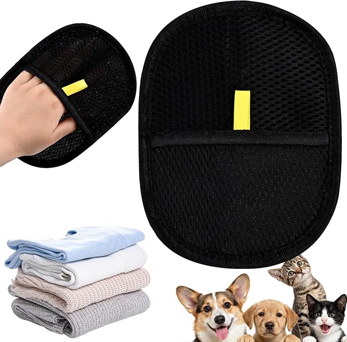 DAMAH Electrostatic Pet Hair Removal Gloves for Cats & Dogs, Reusable Washable Double Sided Grooming Gloves for Couch, Furniture, Carpet, Car Seat, Home Travel