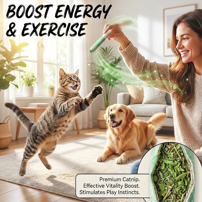 3 Pcs Catnip Toys for Indoor Cats, Funny Cigarette-Shape Cat Chew Toy for Kitten Teething, Soft & Durable Kicker Plush Gifts Interactive Organic Cat Nip Sticks to Relieve Boredom & Anxiety